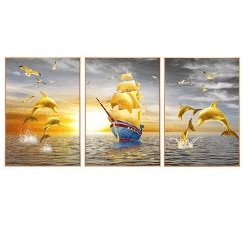 Golden Boat With Dolphins